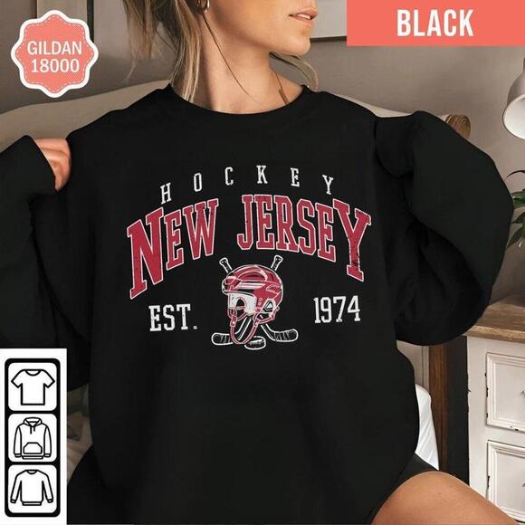 Other - New Jersey Devils Hockey Retro Style Sweatshirt, Retro New Jersey